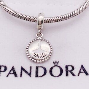 Pandora Bride & Wedding Dangle Charm Love Heart Pendant s925 Sterling Silver